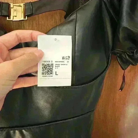NWT Forever21 Faux Leather Puff-Sleeve Mini Dress - Picture 9 of 9